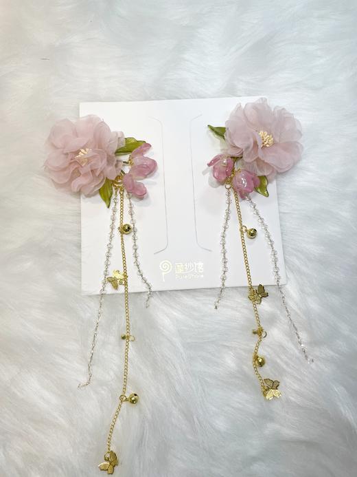 pureshare蓬纱馆 中秋发饰海棠流苏对夹 商品图0