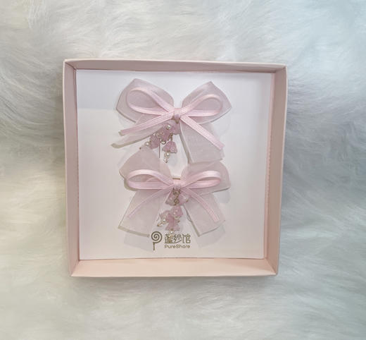 pureshare蓬纱馆 中秋发饰铃兰蝴蝶结对夹 商品图2