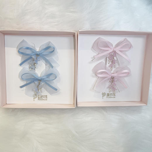 pureshare蓬纱馆 中秋发饰铃兰蝴蝶结对夹 商品图1
