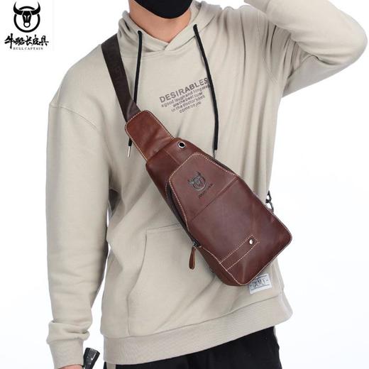 牛船长皮具男真皮单肩斜挎头层牛皮休闲运动时尚韩版潮流胸前男包 商品图3