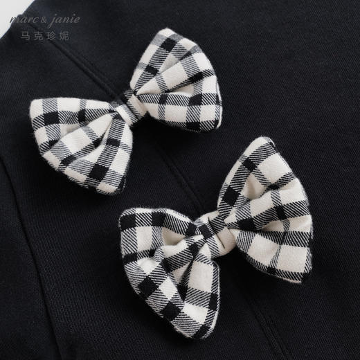 马克珍妮秋冬新款 女童格纹蝴蝶结宽松卫衣 儿童上衣232085 商品图4