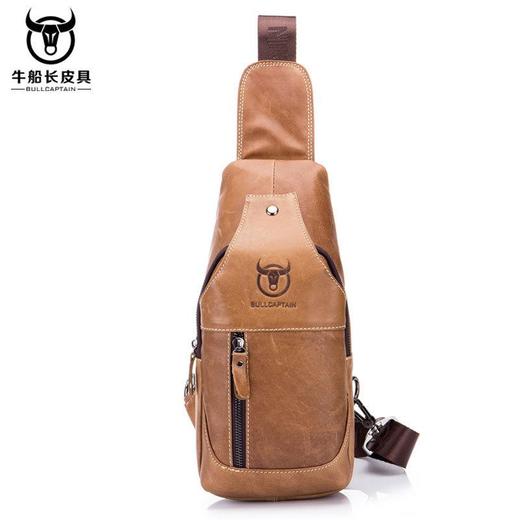 牛船长新款男士胸包真皮牛皮单肩斜挎休闲运动时尚潮流胸前ipad包 商品图0