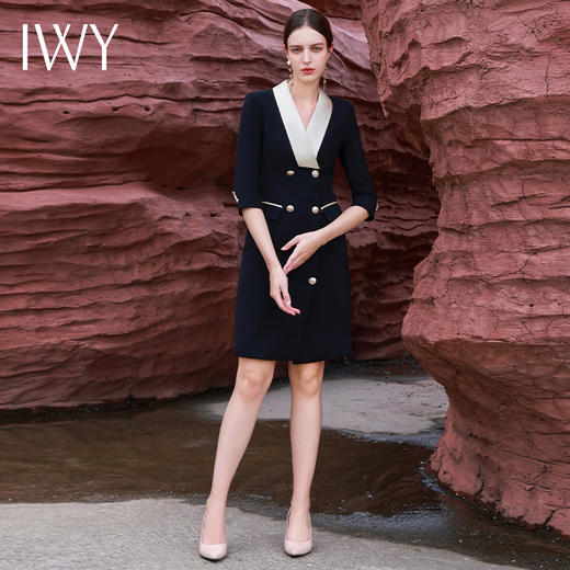 IWY/新款高端黑色职业连衣裙女2023气质正式场合套装通勤售楼部工作Q13194 商品图1