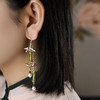 JGL-03220334古风耳环长款竹节流苏耳坠新中式扇形耳环小众设计不对称耳饰 商品缩略图3