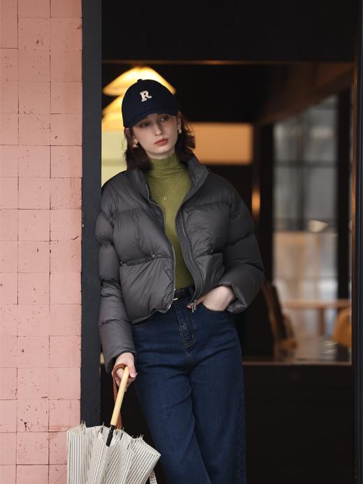 HeyDress小立领羽绒服女冬季宽松加厚保暖白鸭绒小个子短款面包服 商品图2