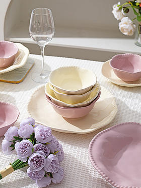 摩登主妇奶油风碗碟餐具家用2023新款高颜值陶瓷面饭碗菜盘鱼盘子