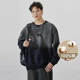 100%棉【新款DQ】大依优型渐变卫衣长袖重磅棉男宽松个性上衣胖子加肥加大肥佬潮款纯棉