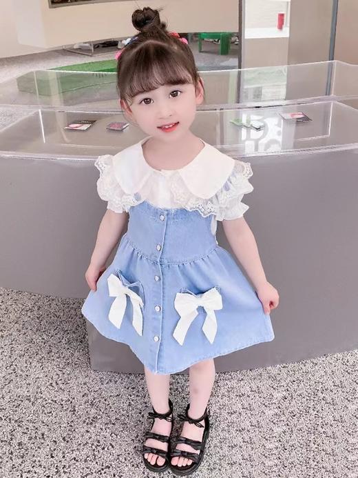 【牛仔面料制作，既舒适又耐用！】女童牛仔背带裙子洋气春秋季公主女宝宝时髦春装连衣裙套装韩版潮sh 商品图2