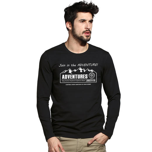 自由基地秋冬新款长袖T恤全棉打底简约越野元素设计户外休闲队服 NMT-2061 商品图0