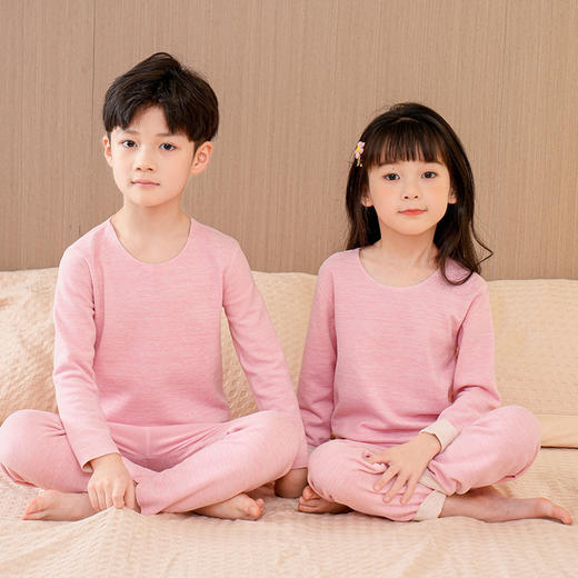 【羊毛蚕丝，一触即热的温暖】儿童羊毛蚕丝保暖内衣中高领男女童睡衣家居加厚宝宝秋衣秋裤套装优异的透气性和柔软度，让孩子们在秋季享受舒适自在的穿着体验 商品图6