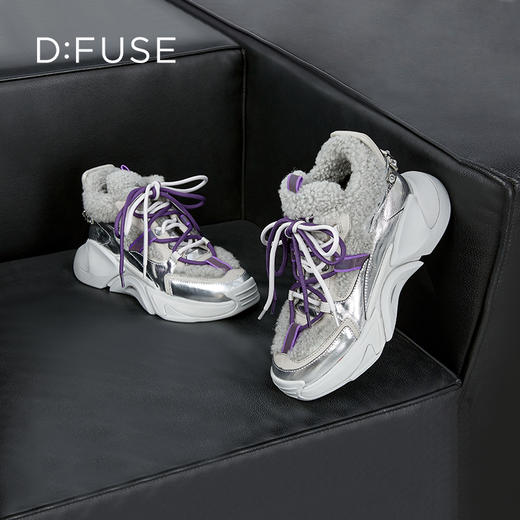 DFuse迪芙斯2022冬季新款牛皮厚底增高老爹鞋运动鞋女DF24118540 商品图14