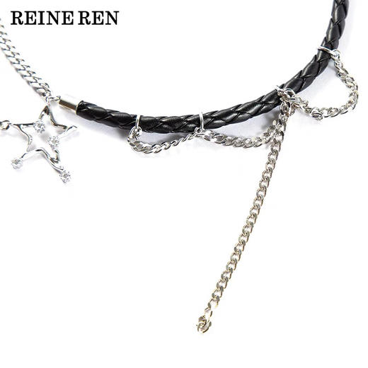 不规则立体星星拼接皮革项链 商品图2