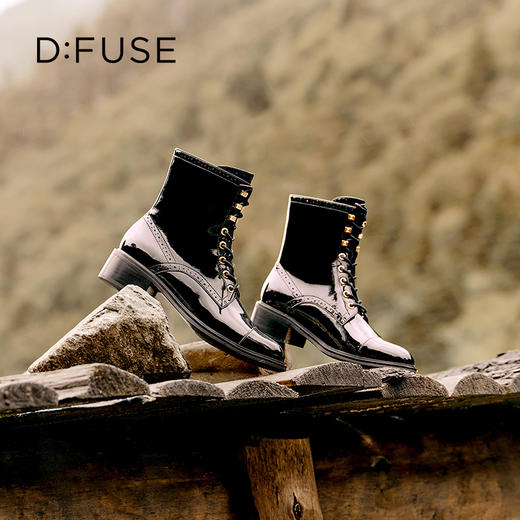 Dfuse迪芙斯冬季新款牛皮圆头经典绑带马丁靴短靴DF34116209 商品图11