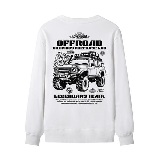 自由基地2023秋冬新款越野车穿越图案设计团队队服圆领毛圈卫衣 NMT-2060 商品图1