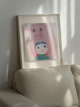 稀奇艺术 马玉签名限量版画《让我抱抱你-小猪》艺术装饰画