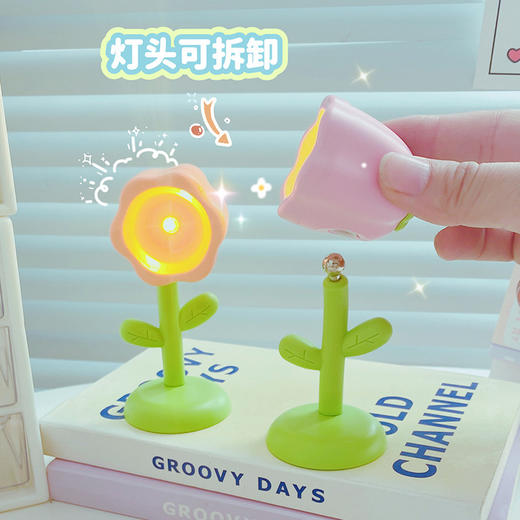 【迷你小花花夜灯】卧室摆件迷你爆品夜灯 多角度氛围暖色夜灯  纽扣电池 商品图3