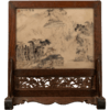 清 红木镶云石绘山水诗文座屏 商品缩略图5