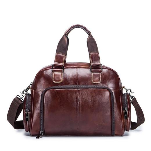 牛船长皮具真皮男单肩斜挎手提包头层牛皮大容量斜跨旅行公文包袋 商品图4