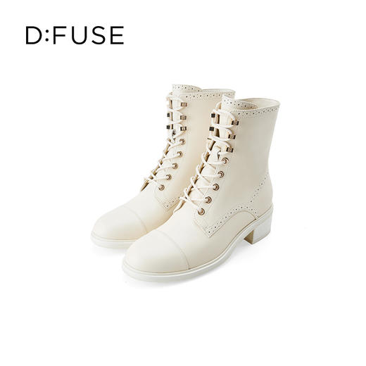 Dfuse迪芙斯冬季新款牛皮圆头经典绑带马丁靴短靴DF34116209 商品图2