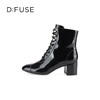 Dfuse迪芙斯冬季新款牛皮方头粗跟绑带马丁靴短靴DF34116201 商品缩略图4