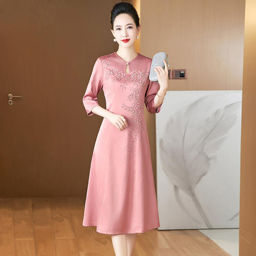 喜婆婆丈母娘嫁女儿妈妈装，婚宴礼服大摆遮肚显瘦连衣裙LC-2386 商品图2