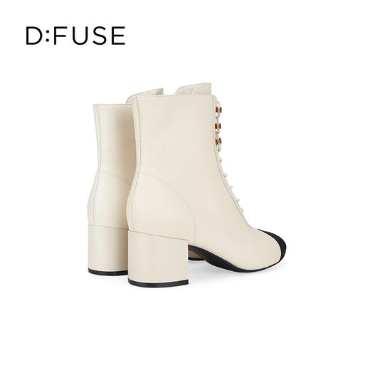 Dfuse迪芙斯冬季新款牛皮方头粗跟绑带马丁靴短靴DF34116201 商品图3