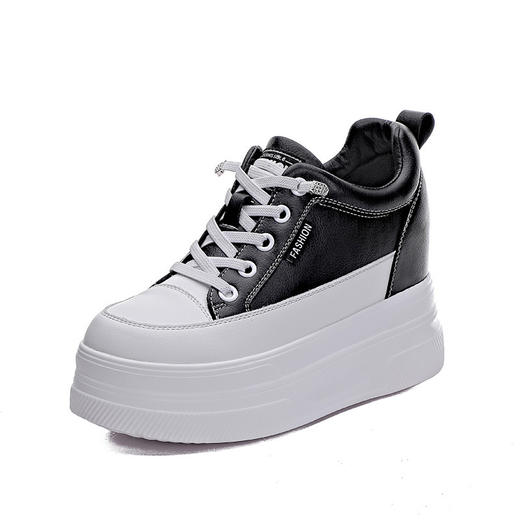 休闲百搭，小个子内女鞋新款厚底10cm松糕跟坡跟小白女鞋AM-3351 商品图4