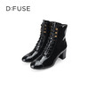 Dfuse迪芙斯冬季新款牛皮方头粗跟绑带马丁靴短靴DF34116201 商品缩略图5