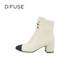 Dfuse迪芙斯冬季新款牛皮方头粗跟绑带马丁靴短靴DF34116201 商品缩略图1