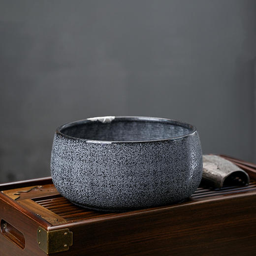 金音石茶洗 肌理纹建水简约家用复古水盂茶水缸茶桶功夫茶渣缸功夫茶盂 商品图2