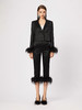 黑色鸵鸟毛可拆式袖口进口缎面醋酸宽松短西装 商品缩略图0