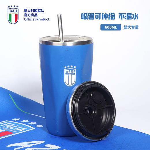 意大利国家队官方商品丨蓝色大容量便携吸管杯保温保冷水杯水壶 商品图0