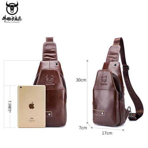 牛船长皮具男真皮单肩斜挎头层牛皮休闲运动时尚韩版潮流胸前男包 商品图1
