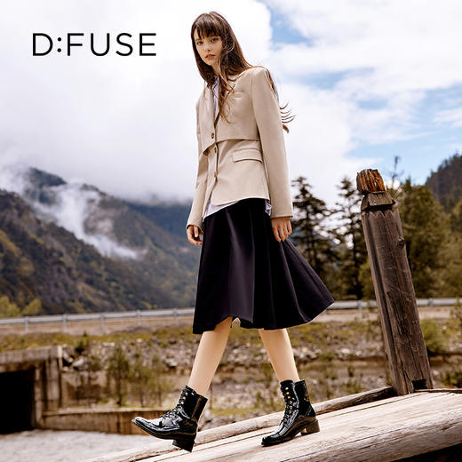 Dfuse迪芙斯冬季新款牛皮圆头经典绑带马丁靴短靴DF34116209 商品图7