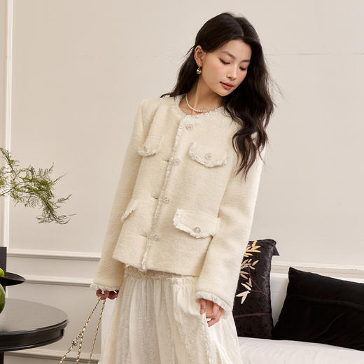 西遇气质小香风流苏外套女秋季新款圆领正肩通勤开衫外套V2238634 商品图3