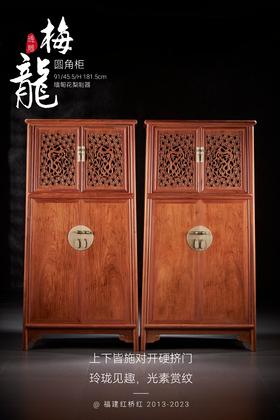 红桥红  家具严选  缅甸花梨（大果紫檀）  【182 透雕梅龙 圆角柜】
