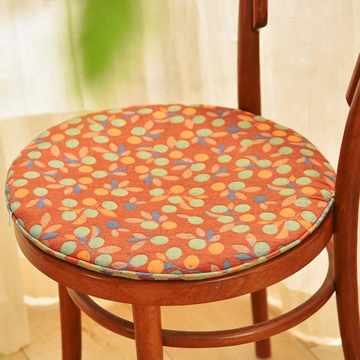 海棠果圆形椅垫家用四季通用中式实木加厚餐椅防滑坐垫 商品图1