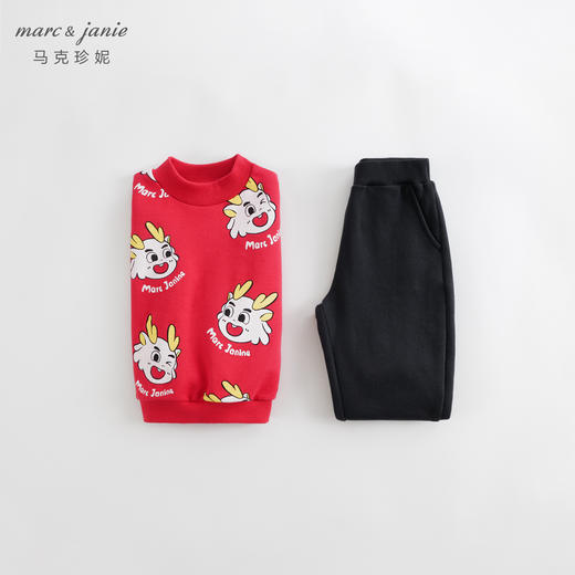 马克珍妮秋冬新款 男童国潮小龙人卫衣运动套装 儿童两件套232081 商品图0