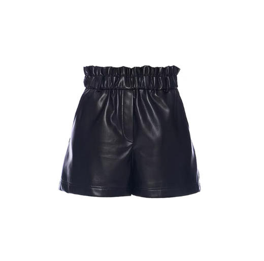 黑色蛋白皮高腰短裤 商品图1