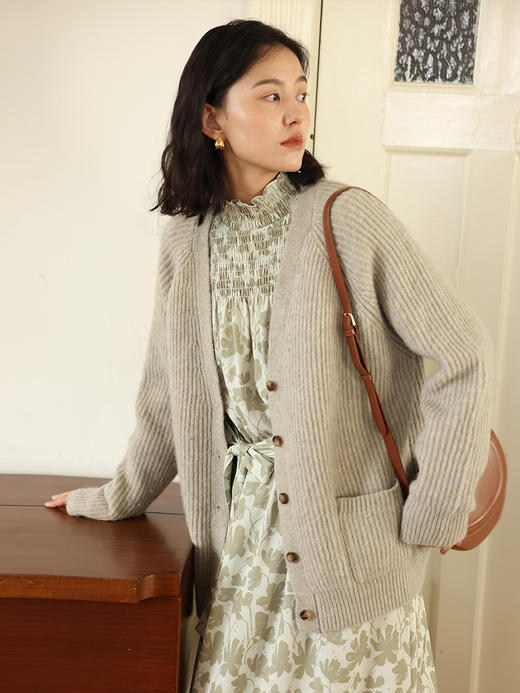 HeyDress法式剪影印花连衣裙女秋季半高领宽松收腰设计感气质裙子 商品图2