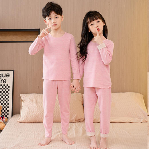 【羊毛蚕丝，一触即热的温暖】儿童羊毛蚕丝保暖内衣中高领男女童睡衣家居加厚宝宝秋衣秋裤套装优异的透气性和柔软度，让孩子们在秋季享受舒适自在的穿着体验 商品图1