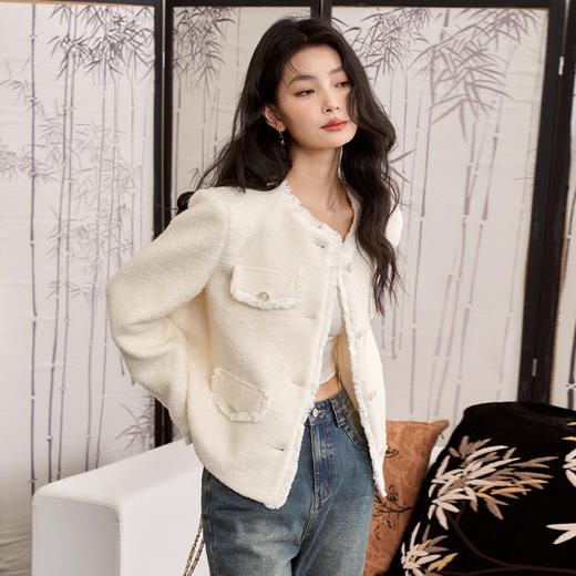 西遇气质小香风流苏外套女秋季新款圆领正肩通勤开衫外套V2238634 商品图0