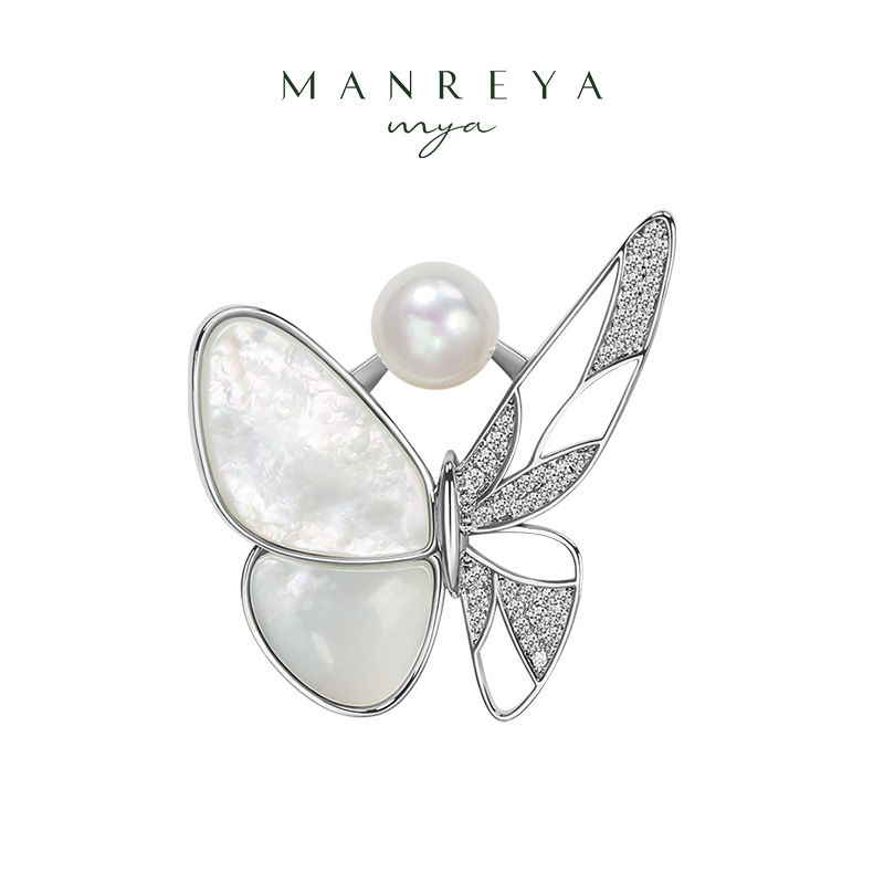 Manreya玛芮雅“秋日蝶语”淡水珍珠胸针轻奢大气高级感法