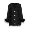 黑色银河亮片鸵鸟毛宽松针织外搭 商品缩略图0