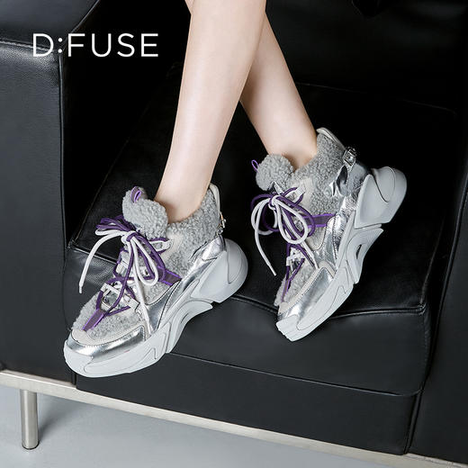 DFuse迪芙斯2022冬季新款牛皮厚底增高老爹鞋运动鞋女DF24118540 商品图0