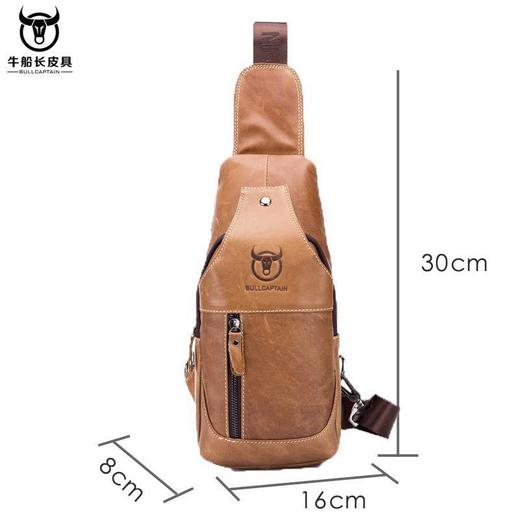 牛船长新款男士胸包真皮牛皮单肩斜挎休闲运动时尚潮流胸前ipad包 商品图1