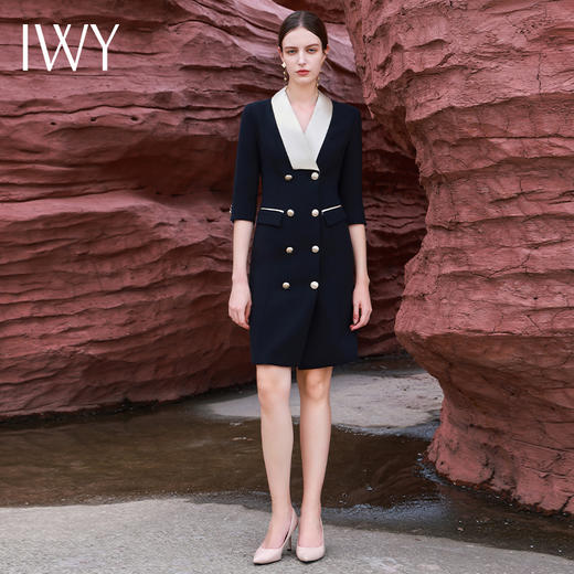 IWY/新款高端黑色职业连衣裙女2023气质正式场合套装通勤售楼部工作Q13194 商品图4