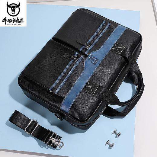 牛船长皮具公文包男真皮商务大容量文件包头层牛皮手提电脑包 商品图2