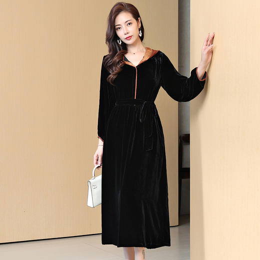 真丝绒连衣裙，洋气阔太太大码连衣裙ASE-971 商品图5