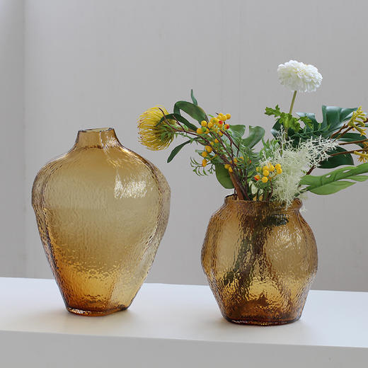 简约不规则棕色吊钟花瓶高级感异形水培插花器家居客厅样板间摆件 商品图2